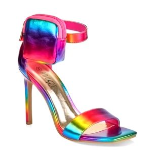 Mermaid Zip Pouch Reinbow High Heel Fashion Stiletto Sandals